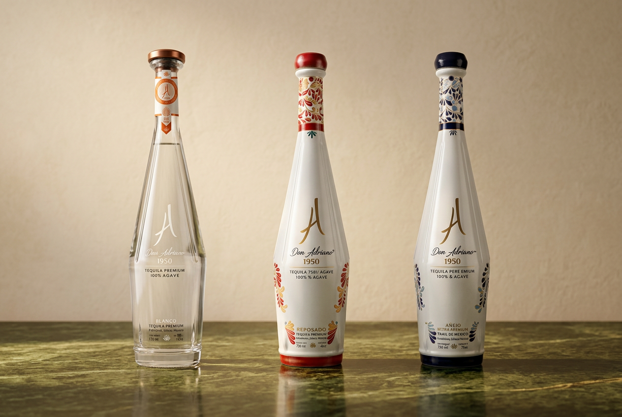 Trilogía Don Adriano Tequila — Blanco, Reposado y Añejo